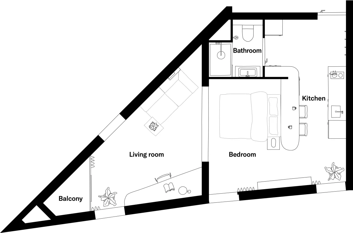 Corner floorplan